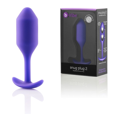 Фиолетовая пробка для ношения B-vibe Snug Plug 2 - 11,4 см. - фото, цены