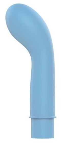 Голубой вибромассажер с изогнутой головкой - 11,3 см. - фото, цены