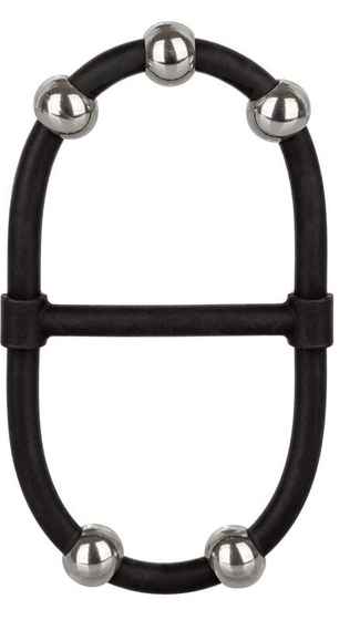 Черное эрекционное кольцо с бусинами Steel Beaded Dual Silicone Maximizer - фото, цены