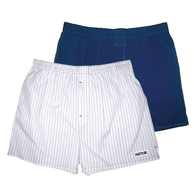 Комплект из 2 мужских трусов-шортов: синие и белые в голубую полоску - фото, цены