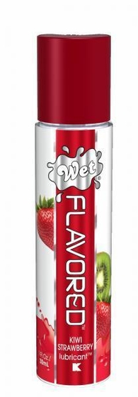 Лубрикант Wet Flavored Sexy Strawberry с ароматом клубники - 30 мл. - фото, цены