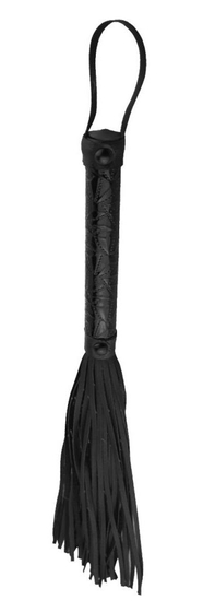 Чёрная многохвостая кожаная плетка Passionate Flogger - 39 см. - фото, цены