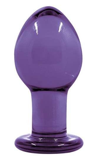 Фиолетовая стеклянная анальная пробка Crystal Medium - 7,6 см. - фото, цены