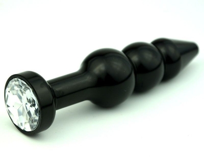Чёрная анальная ёлочка с прозрачным кристаллом - 11,2 см. - фото, цены