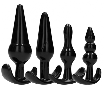 Набор из 4 черных анальных пробок N80 4-Piece Butt Plug Set - фото, цены