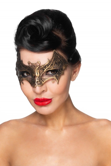 Золотистая карнавальная маска Сириус - фото, цены