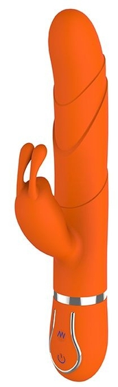 Оранжевый вибратор Floral Fantasy со стимулятором клитора - 22 см. - фото, цены