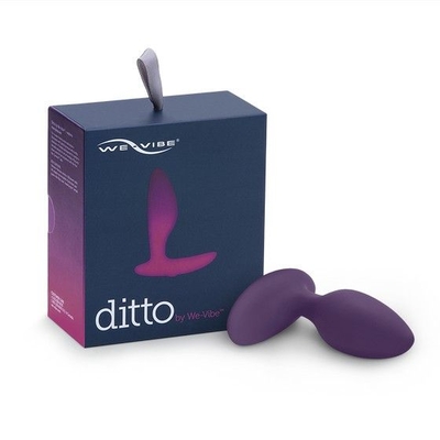 Фиолетовая анальная пробка для ношения Ditto с вибрацией и пультом ду - 8,8 см. - фото, цены