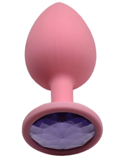 Розовая анальная пробка с сиреневым кристаллом - 8,4 см. - фото, цены