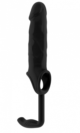 Чёрная насадка на пенис с анальным стимулятором Sono №19 - фото, цены