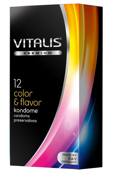 Цветные ароматизированные презервативы Vitalis Premium color flavor - 12 шт. - фото, цены