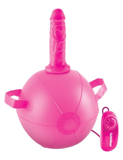 Розовый надувной мяч с вибронасадкой Vibrating Mini Sex Ball - 15,2 см. - фото, цены