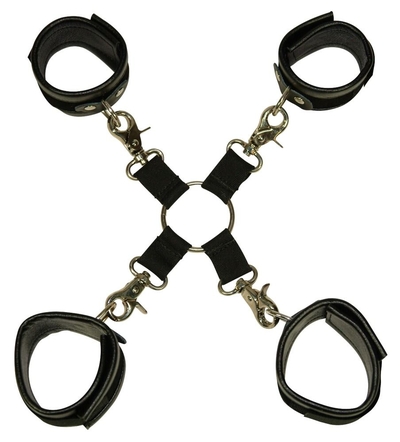 Чёрная бондажная фиксация: крестовина, наручники и оковы - фото, цены