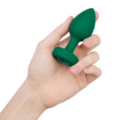 Зеленая анальная вибровтулка с кристаллом Vibrating Jewel Plug M/l - 10,5 см. - фото, цены