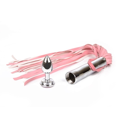 Розовая плетка Notabu с розовым кристаллом на рукояти - 58 см. - фото, цены