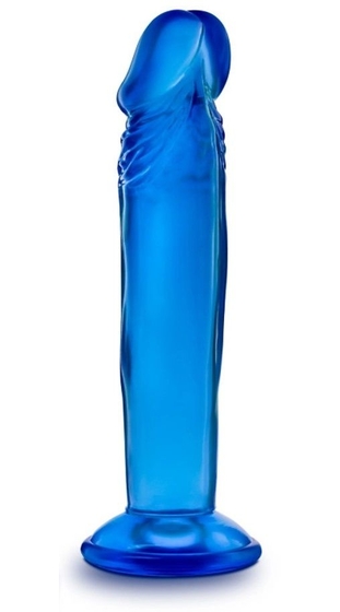 Синий анальный фаллоимитатор Sweet N Small 6 Inch Dildo With Suction Cup - 16,5 см. - фото, цены