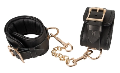 Черные наручники Leather Handcuffs на карабинах - фото, цены