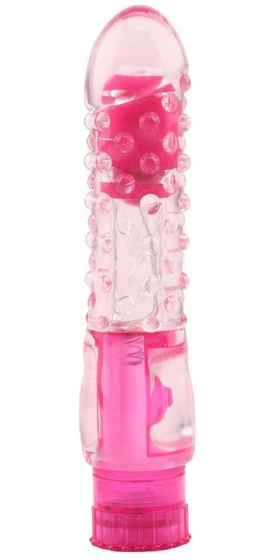 Розовый вибратор Pleaser с шишечками - 16,2 см. - фото, цены
