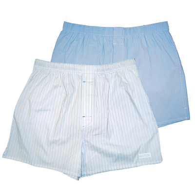 Комплект из 2 мужских трусов-шортов: голубых и белых в полоску - фото, цены