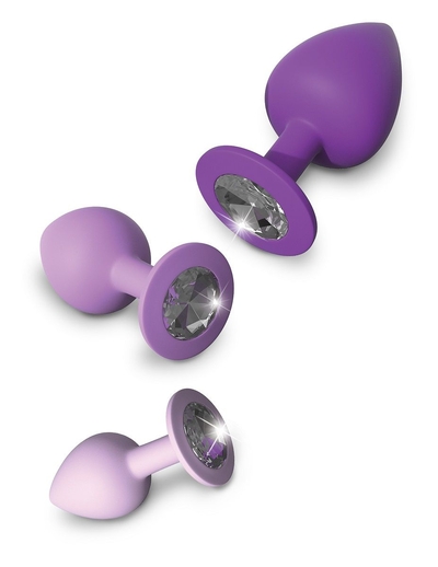 Набор из 3 фиолетовых анальных пробок со стразами Little Gems Trainer Set - фото, цены