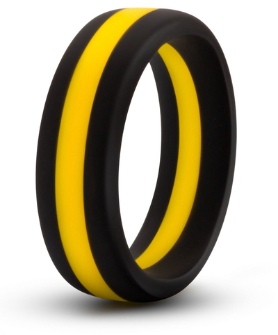 Черно-желтое силиконовое эрекционное кольцо Silicone Go Pro Cock Ring - фото, цены