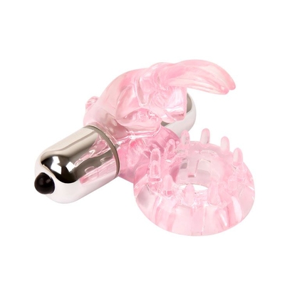 Эрекционное розовое виброкольцо с клиторальным зайчиком - фото, цены