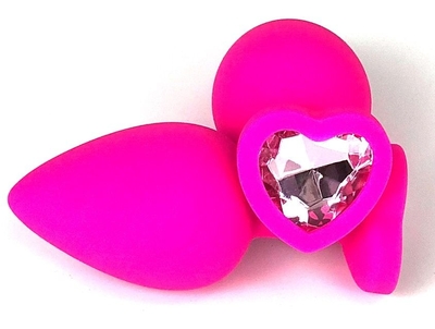 Розовая силиконовая пробка с нежно-розовым кристаллом-сердцем - 8 см. - фото, цены