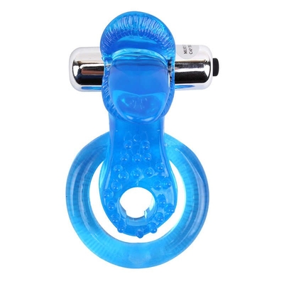 Синее эрекционное виброкольцо Tongue Cockring - фото, цены