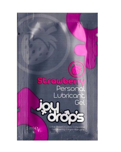 Саше смазки на водной основе с ароматом клубники JoyDrops Strawberry - 5 мл. - фото, цены