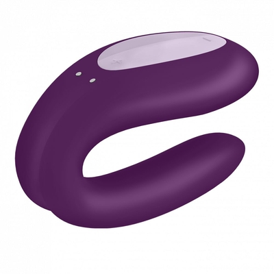 Фиолетовый вибратор для пар Double Joy с управлением через приложение - фото, цены