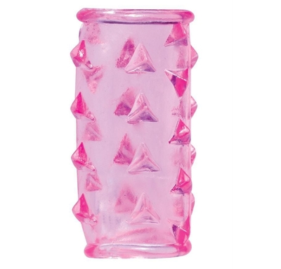 Розовая насадка на пенис с треугольными шипами Basicx Tpr Sleeve - фото, цены
