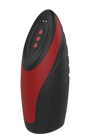 Черно-красный вибромастурбатор с подогревом Heating Suck Machine - фото, цены