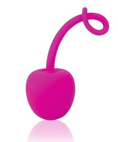 Розовый силиконовый вагинальный шарик-вишенка с хвостиком - фото, цены