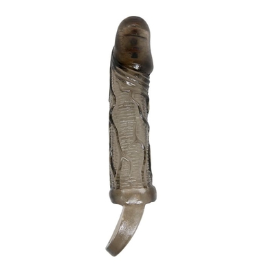 Дымчатая вибрирующая насадка на пенис с подхватом для мошонки Carson - 17 см. - фото, цены