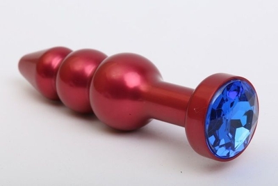 Красная анальная ёлочка с синим кристаллом - 11,2 см. - фото, цены