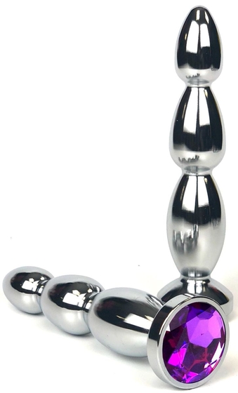 Серебристая пробка-ёлочка с фиолетовым кристаллом - 14 см. - фото, цены