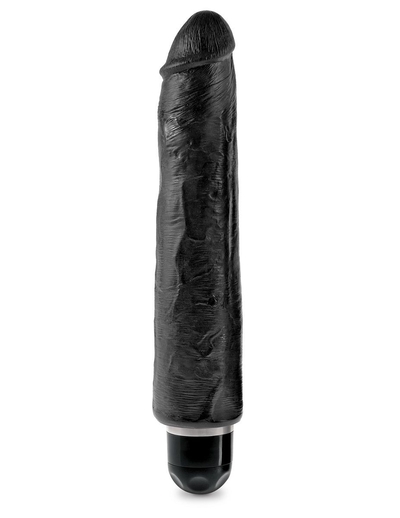 Чёрный вибратор-реалистик 10 Vibrating Stiffy - 30,5 см. - фото, цены