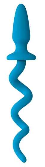 Голубая анальная пробка с хвостом-спиралью Oinkz - фото, цены