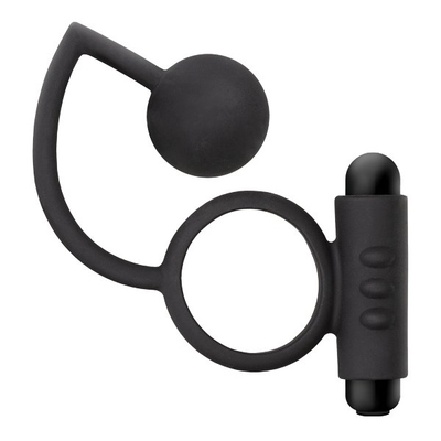 Черное эрекционное кольцо с вибропулей и стимулирующим шариком Silicone Anal Ball with Vibrating C-Ring - фото, цены