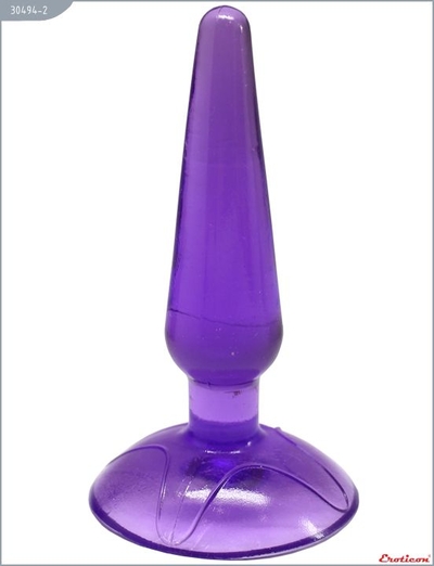 Фиолетовая анальная пробка Butt Plug на присоске - 11 см. - фото, цены
