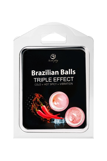 Набор из 2 шариков с массажным маслом Brazilian Balls с тройным эффектом - фото, цены