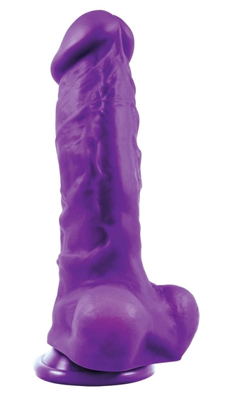 Фиолетовый фаллоимитатор Pleasures Thick 5 Dildo - 18,3 см. - фото, цены