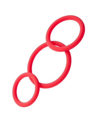 Набор из 3 красных эрекционных колец различного диаметра - фото, цены