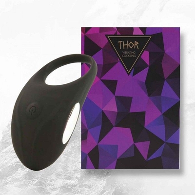 Черное эрекционное виброкольцо Thor Cockring - фото, цены