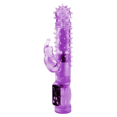Фиолетовый хай-тек вибратор Happy Bunny - 22,5 см. - фото, цены