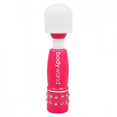 Розово-белый жезловый мини-вибратор с кристаллами Mini Massager Neon Edition - фото, цены