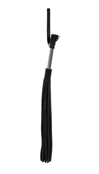 Чёрная кожаная плеть с 25 хвостами и металлической ручкой - 53 см. - фото, цены