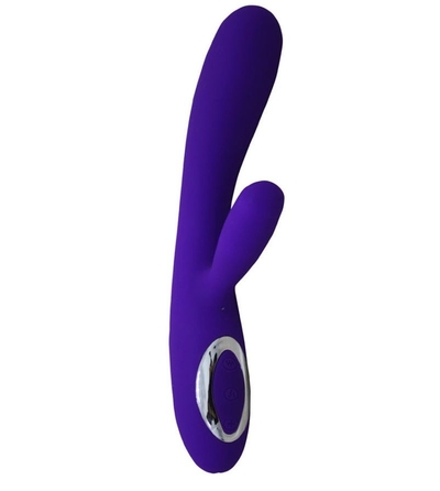 Фиолетовый вибратор Alpha с клиторальным отростком и нагревом - 19 см. - фото, цены