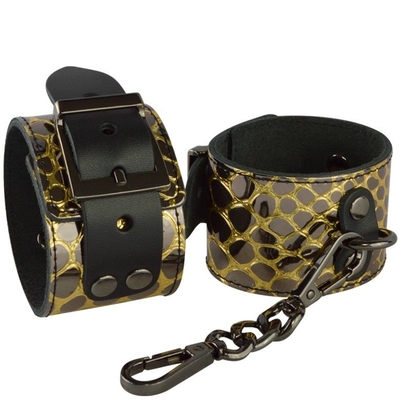 Золотистые наручники Рептилия - фото, цены