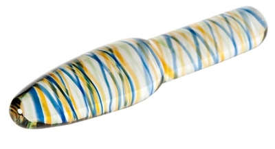 Стеклянный фаллоимитатор с разноцветными спиралями - 17 см. - фото, цены